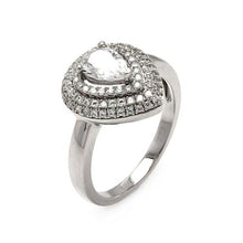 Load image into Gallery viewer, Sterling Silver Rhodium Plated Micro Pave Clear Center CZ Multi Layer Tear Ring