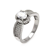 Load image into Gallery viewer, Sterling Silver Rhodium Plated Micro Pave CZ Oval Ring