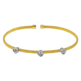 Sterling Silver Gold Plated Three Rose Cuffs with CZ