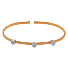 Load image into Gallery viewer, Sterling Silver Rose Gold Three Rose Cuffs with CZ