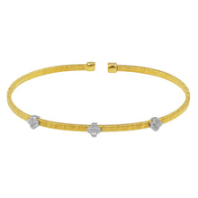 Load image into Gallery viewer, Sterling Silver Gold Plated Three Clover Cuffs with CZ