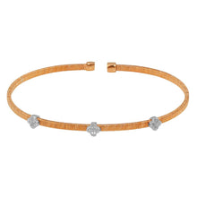 Load image into Gallery viewer, Sterling Silver Rose Gold Plated Three Clover Cuffs with CZ