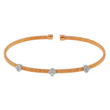 Sterling Silver Rose Gold Plated Three Clover Cuffs with CZ