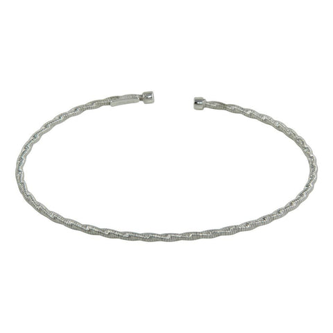 Sterling Silver Rhodium Plated Twisted Thin Rope Bangle