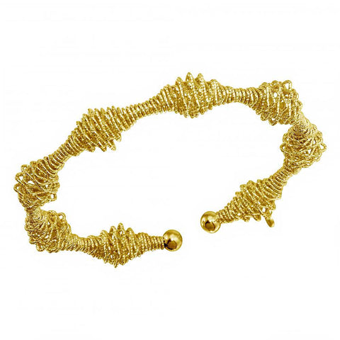 Sterling Silver Gold Plated Diamond Cut Wire Design Cuff Bracelets