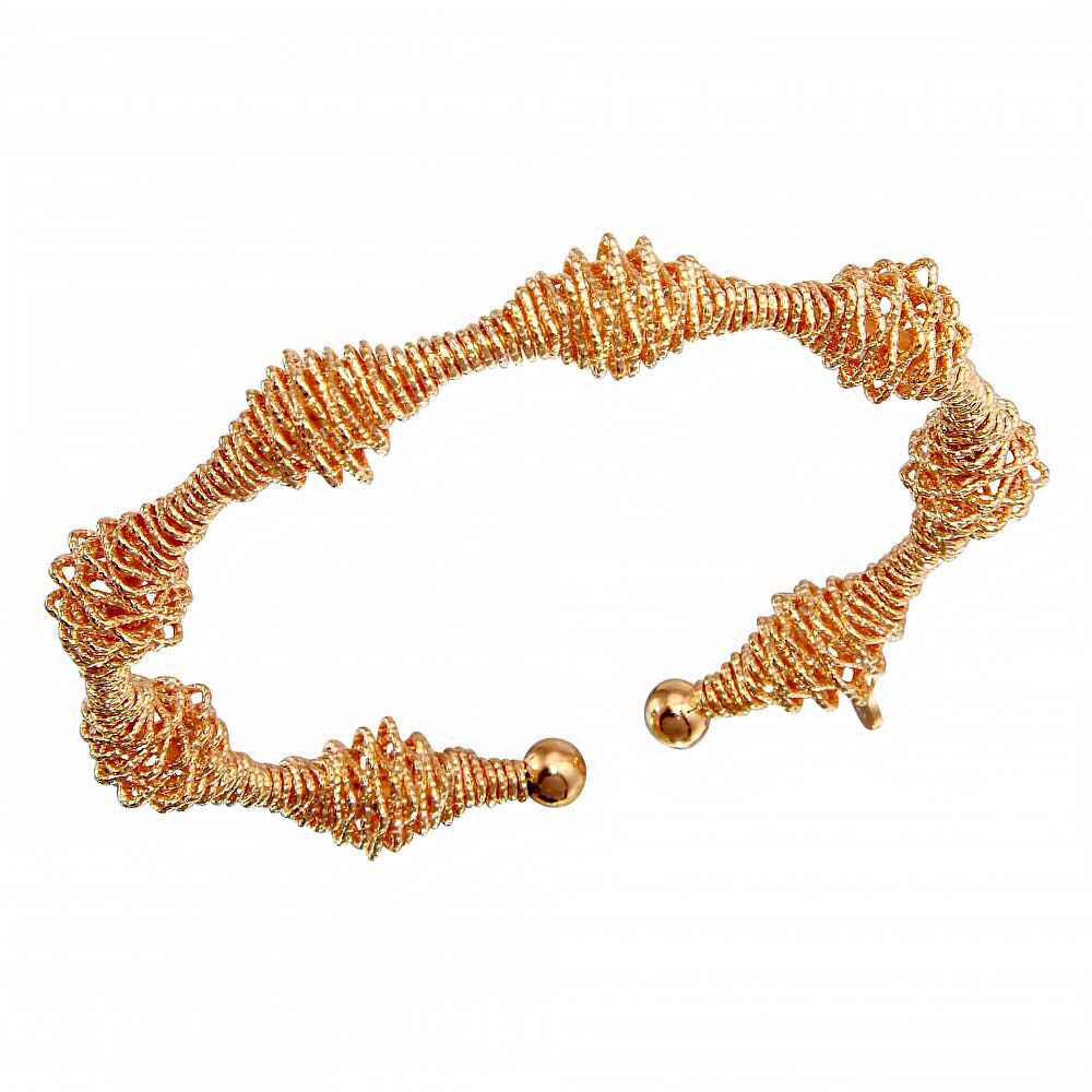 Sterling Silver Rose Gold Plated Diamond Cut Wire Design Cuff Bracelets