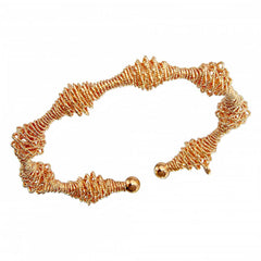 Sterling Silver Rose Gold Plated Diamond Cut Wire Design Cuff Bracelets