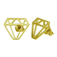 Load image into Gallery viewer, Sterling Silver Gold Plated Diamond Shaped Earrings