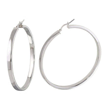 Load image into Gallery viewer, Sterling Silver Rhodium Plated Electroforming Flat Hoop Earrings