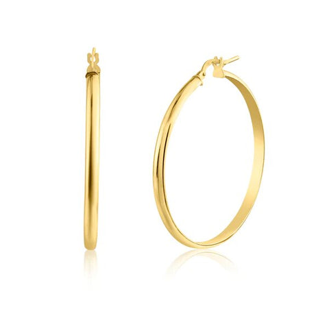 Sterling Silver Gold Plated Silver 3.5mm Dome Hoop Earrings