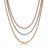 Sterling Silver 3 Toned Plated 3 Stands Rock Italian Chain .925 Necklace