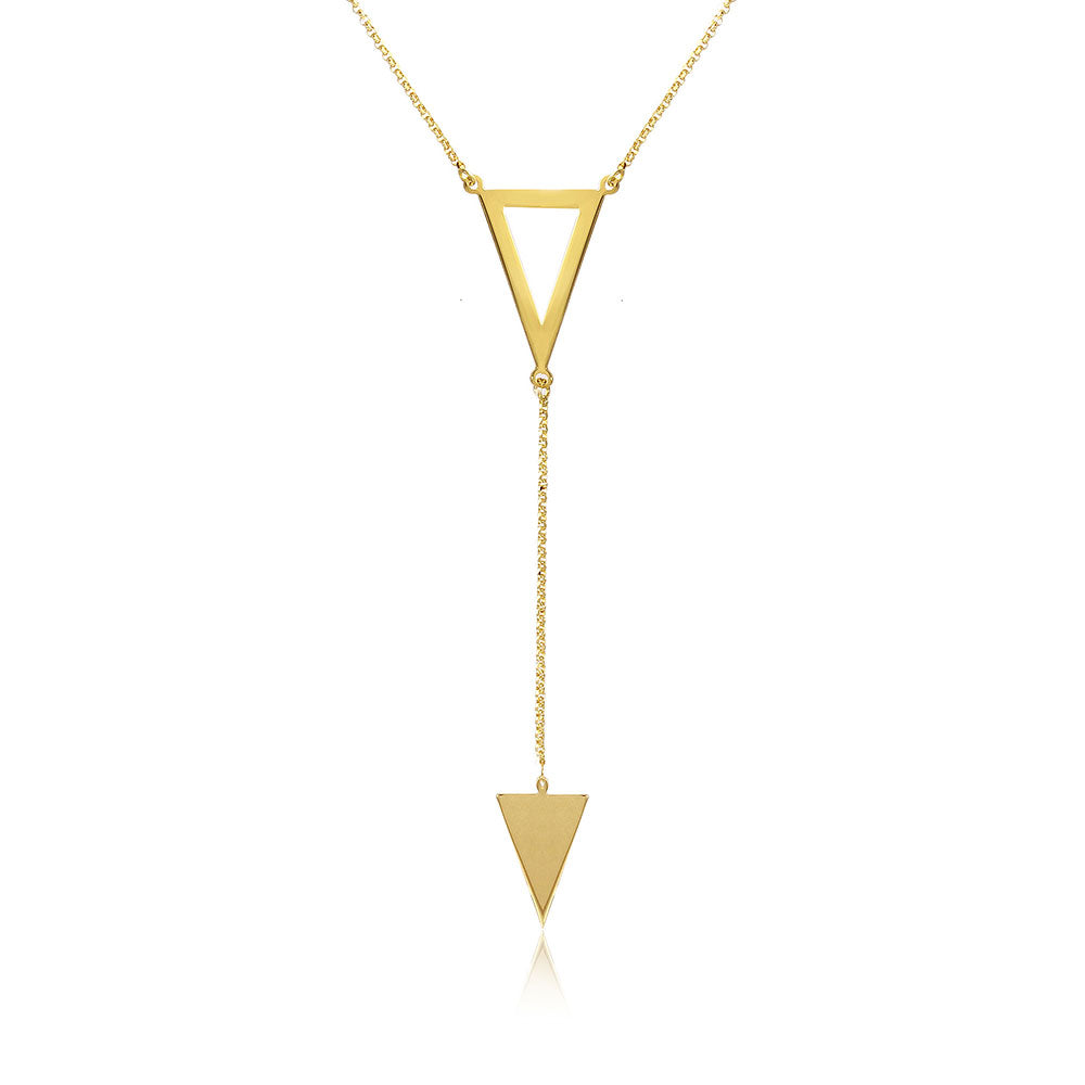 Sterling Silver Gold Plated Necklace With Two Triangle Drop