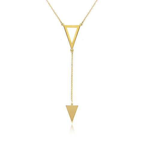 Sterling Silver Gold Plated Necklace With Two Triangle Drop