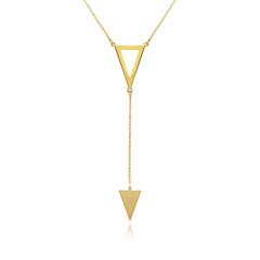 Sterling Silver Gold Plated Necklace With Two Triangle Drop
