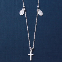 Load image into Gallery viewer, Sterling Silver High Polished Cross and Charms Necklace