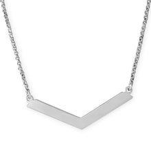 Load image into Gallery viewer, Sterling Silver Rhodium Plated Wide V Accent Necklace