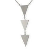 Sterling Silver Rhodium Plated 3 Triangle Drop Necklace
