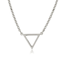 Load image into Gallery viewer, Sterling Silver Rhodium Plated Open Triangle Charm Necklace