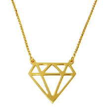 Load image into Gallery viewer, Sterling Silver Gold Plated Diamond Outline Necklace
