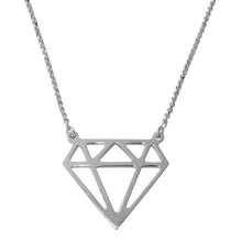 Load image into Gallery viewer, Sterling Silver Rhodium Plated Diamond Outline Necklace