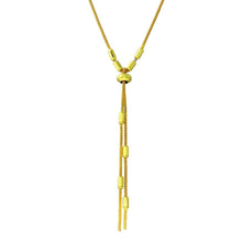 Load image into Gallery viewer, Sterling Silver Gold Plated Round Bar Tassel Necklace with Adjustable Ring