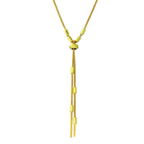 Sterling Silver Gold Plated Round Bar Tassel Necklace with Adjustable Ring