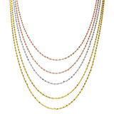 Sterling Silver Tri-Color Plated 5 Strand Bead Necklace