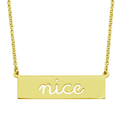 Sterling Silver Black Gold Plated Nice Engraved Bar Pendant Necklace
