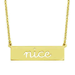 Sterling Silver Black Gold Plated Nice Engraved Bar Pendant Necklace