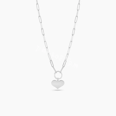 Sterling Silver Basic Link Chain Heart Necklace