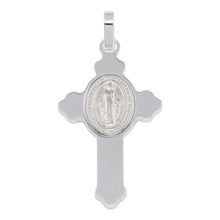 Load image into Gallery viewer, Sterling Silver Rhodium Plated Cross Pendant with Medallion Pendant