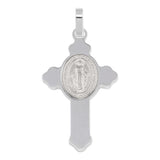 Sterling Silver Rhodium Plated Cross Pendant with Medallion Pendant