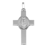 Sterling Silver Rhodium Plated Cross Pendant with Medallion Pendant
