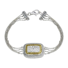 Load image into Gallery viewer, Sterling Silver Two Toned Gold And Rhodium Plated Square Rope CZ Chain Bracelet