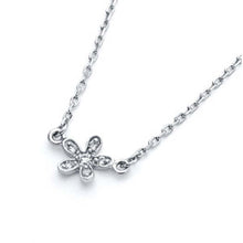 Load image into Gallery viewer, Sterling Silver Necklace with Trendy Flower Inlaid with Clear Czs PendantAnd Pendant Dimensions of 10MMx7MM