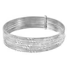 Load image into Gallery viewer, Sterling Silver High Polished Diamond Cut Semanario Bangle Bracelet