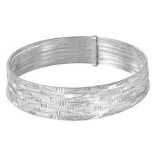Load image into Gallery viewer, Sterling Silver High Polished Diamond Cut Semanario Bangle Bracelet