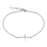 Sterling Silver Bracelet with Small Sideways Cross Charm