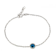 Load image into Gallery viewer, Sterling Silver Evil Eye Charm Paved with Clear CZ Bracelet