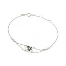Load image into Gallery viewer, Sterling Silver Rhodium Plated CZ Black Heart Bracelet