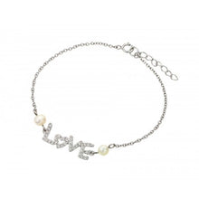 Load image into Gallery viewer, Sterling Silver Rhodium Plated Love Fresh Water Pearl Bracelet
