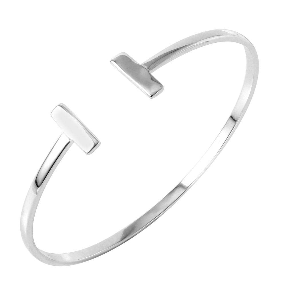 Sterling Silver Double Bar Slim Cuff Bracelet