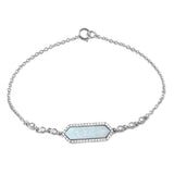 Sterling Silver Rhodium Plated Mother Opal Center Stone Bracelet