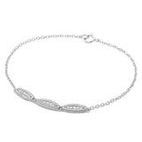 Sterling Silver Rhodium Plated 3 Oval Designed CZ Bracelet