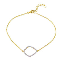 Load image into Gallery viewer, Sterling Silver Rhodium Plated Curved Kite Shaped Bracelet with CZ