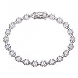 Sterling Silver Rhodium Plated Link CZ Tennis Bracelet