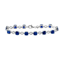 Load image into Gallery viewer, Sterling Silver Rhodium Plated Blue CZ Link Bracelet