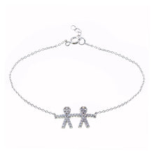 Load image into Gallery viewer, Sterling Silver Rhodium Plated CZ Boy Chain Bracelet