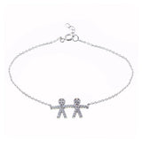 Sterling Silver Rhodium Plated CZ Boy Chain Bracelet