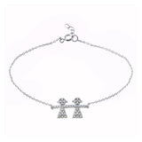 Sterling Silver Rhodium Plated CZ Girls Chain Bracelet